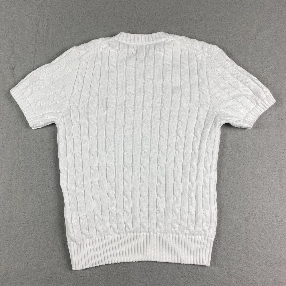 Polo Ralph Lauren Womens Cable Knit Short Sleeve Sweater White S Preppy pony - Picture 11 of 16